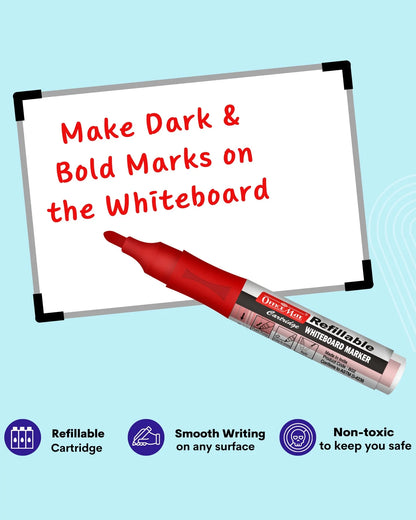 Refillable Cartridges Whiteboard Markers Combo (4 Cartridges Whiteboard Markers + 4 Cartridges) Vibrant Colours, Eco-Friendly, Lasts Longer