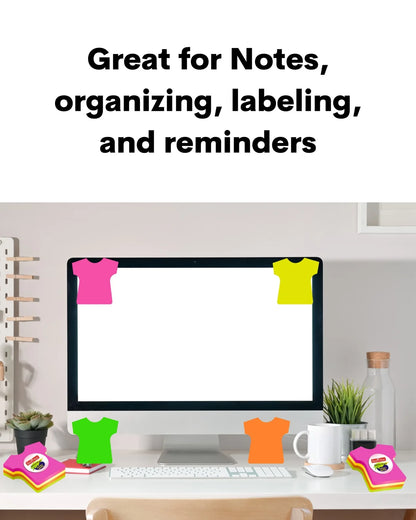 Multi-Shape Fluorescent Sticky Notes – 100 Sheets, Bright and Colourful Designs, Effective Note-Taking & Organizing