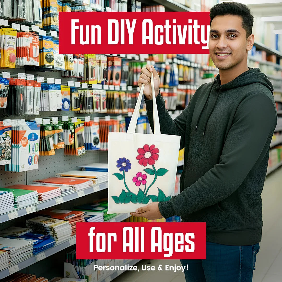 DIY Tote Bag Kit, DIY Art & Craft Kit for Kids, Students & Adults, Safe, Washable & Fun for Home, School, or Gifting