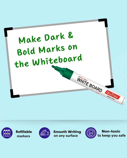 Whiteboard Marker (10 pcs), Vibrant Colours, Eco-friendly, Easy Wipe