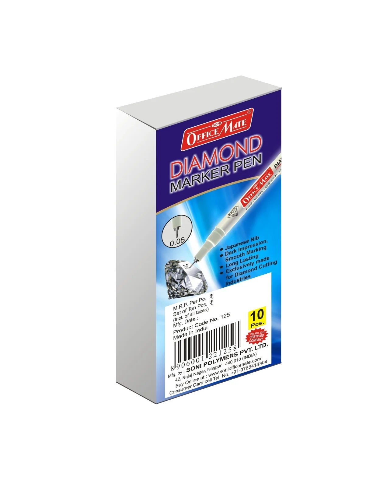 Diamond Marker (10pcs), Ultra-Fine 0.05 mm Tip for Precision Marking on Diamond & Glass, Permanent, Fade-Resistant, Smooth Application