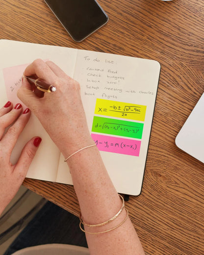 Fluorescent Sticky Note Pads Tray – 100 Sheets (25mm x 76mm x 3 x 100), Bookmarks, Text Highlighter