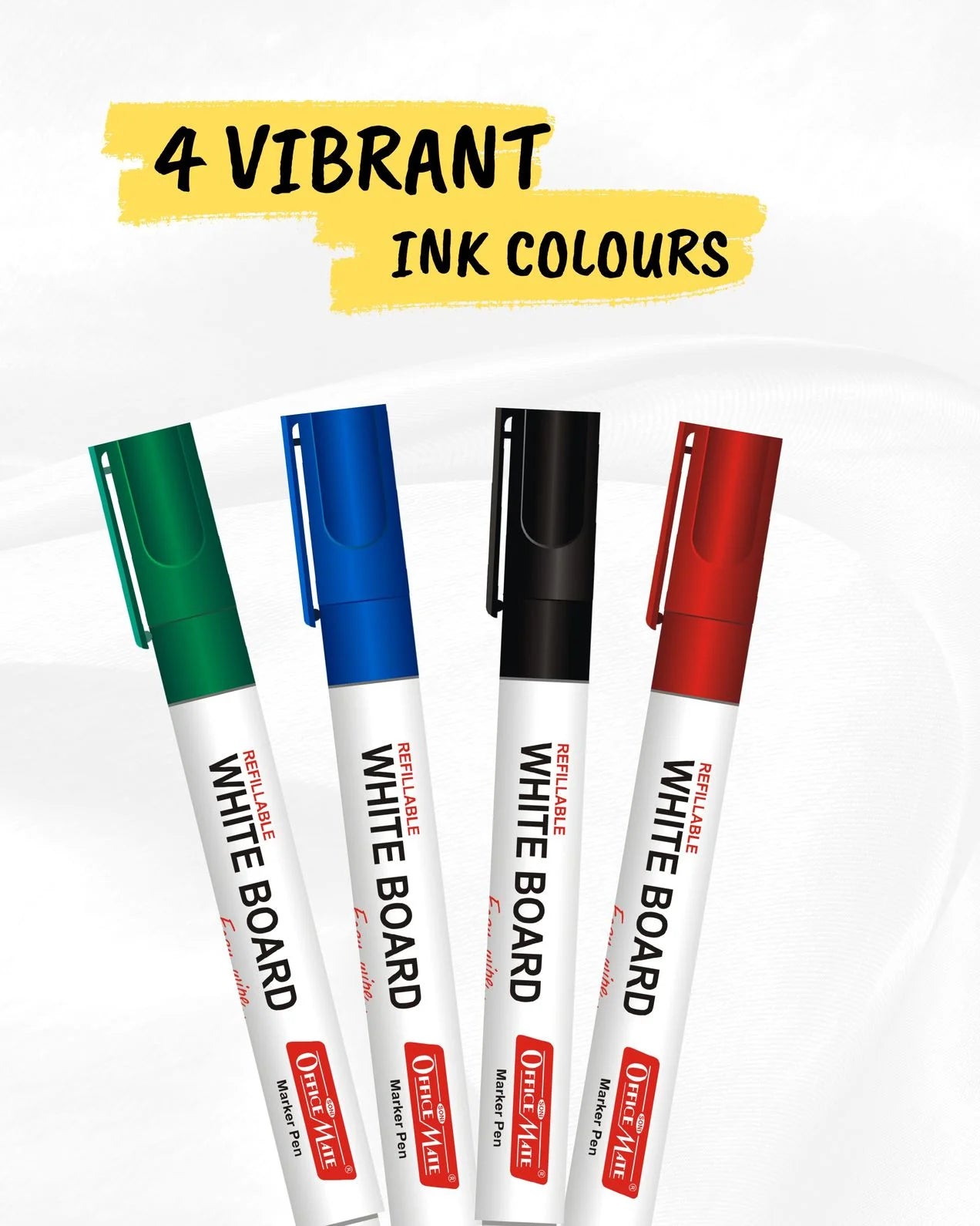 Refillable Whiteboard Markers – Vibrant Colours, Eco-friendly, Easy Wipe