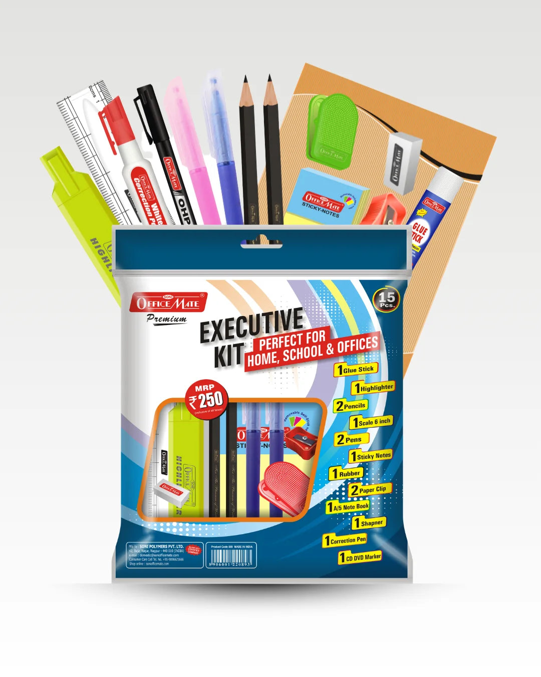 Executive Kit, Assorted 14 Stationery Items, Perfect for Home, School, and Office