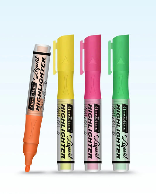 Fluorescent Liquid Highlighter Markers (4pcs) – Vibrant Colours, Smooth Flow, 3x Longer Lasting