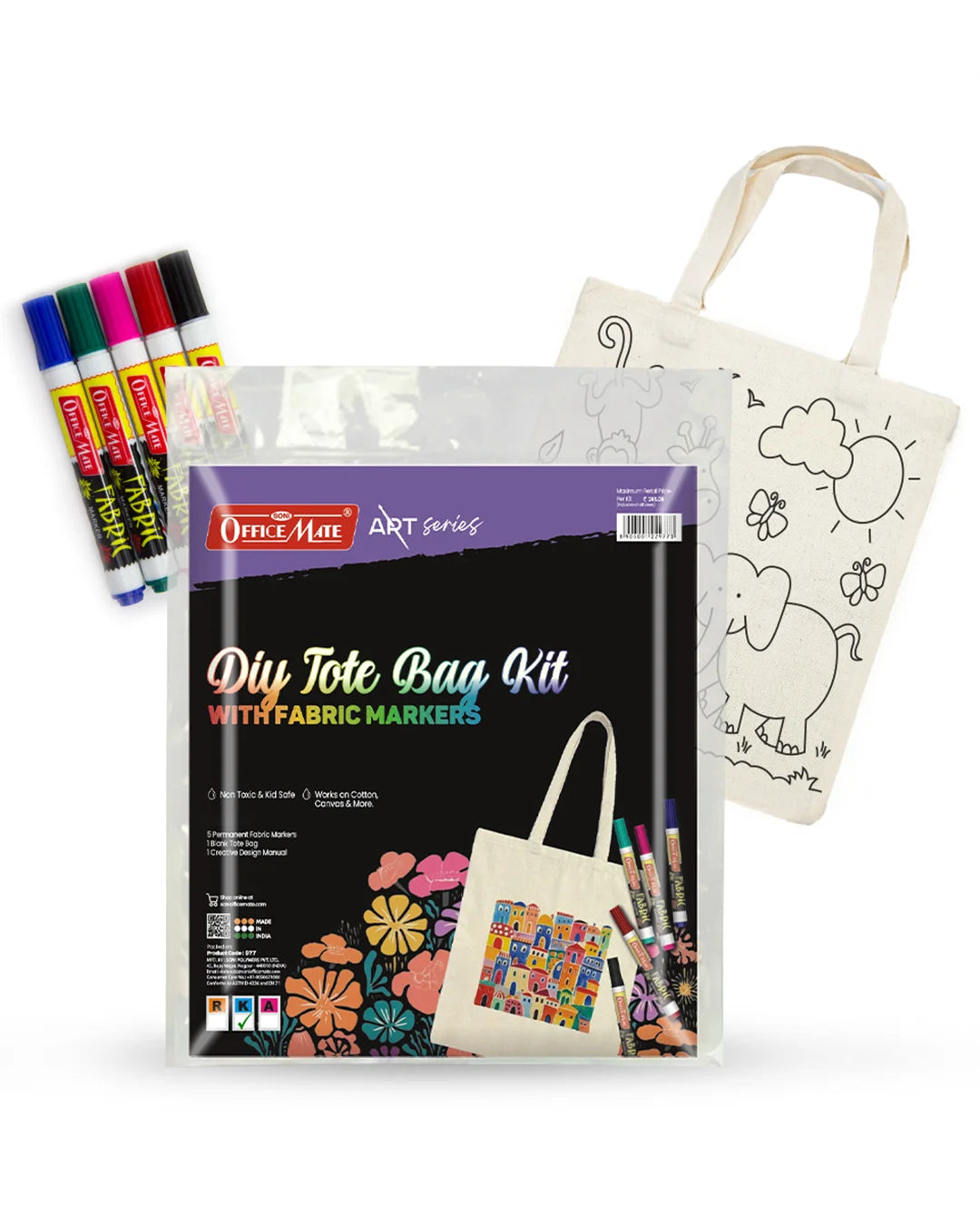 DIY Tote Bag Kit, DIY Art & Craft Kit for Kids, Students & Adults, Safe, Washable & Fun for Home, School, or Gifting