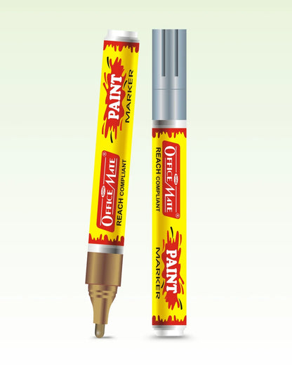 Paint Marker Combo (Golden & Silver) for Metallic Artwork, Non-Toxic, Multi surface usage