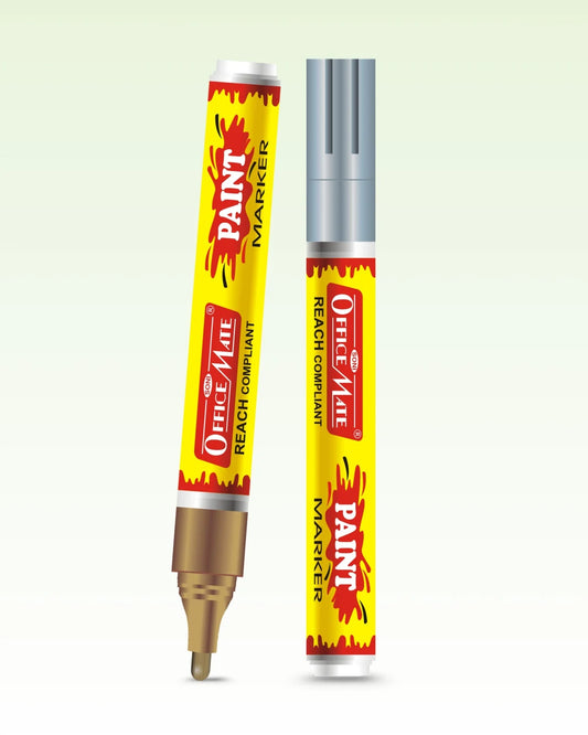 Paint Marker Combo (Golden & Silver) for Metallic Artwork, Non-Toxic, Multi surface usage