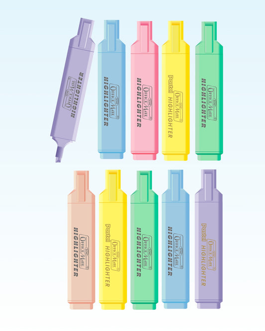 Pastel Highlighters (10pcs), Smudge Proof Pastel Ink, Smooth Flow, 3x Longer Lasting