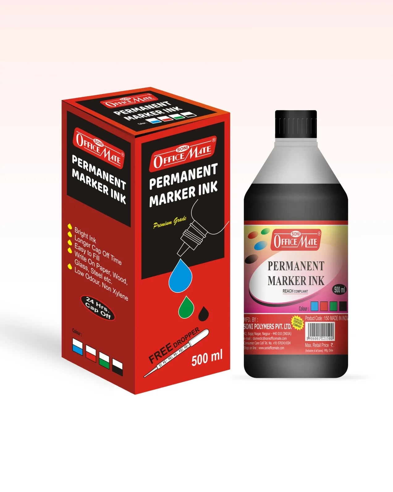 Permanent Marker Refill Ink - 500ml (1pcs) Quick-Drying, Vibrant Colors