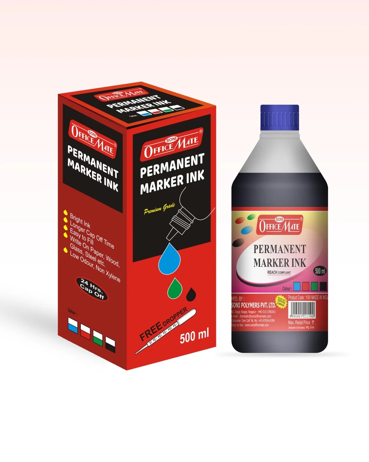 Permanent Marker Refill Ink - 500ml (1pcs) Quick-Drying, Vibrant Colors