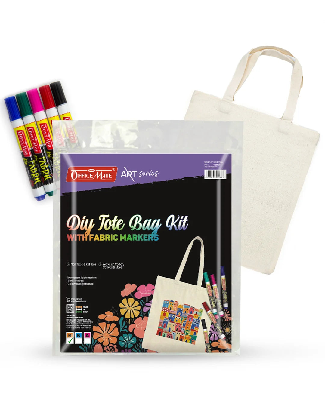 DIY Tote Bag Kit, DIY Art & Craft Kit for Kids, Students & Adults, Safe, Washable & Fun for Home, School, or Gifting