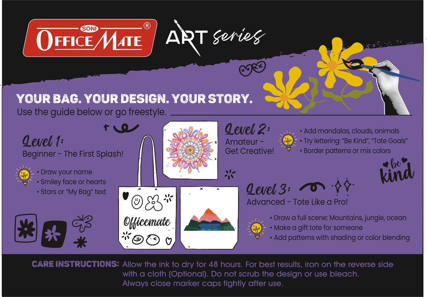 DIY Tote Bag Kit, DIY Art & Craft Kit for Kids, Students & Adults, Safe, Washable & Fun for Home, School, or Gifting