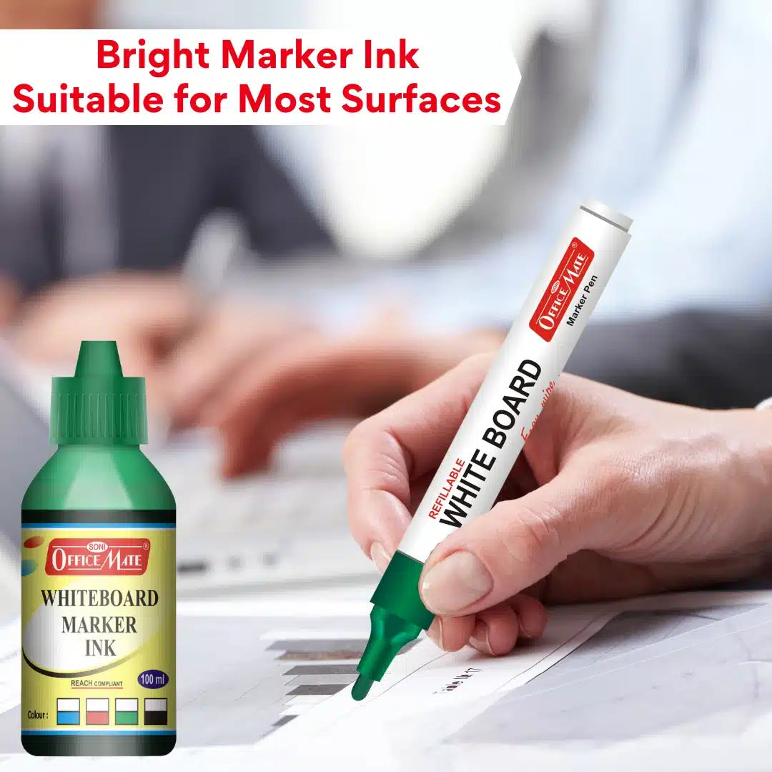 Whiteboard Marker Ink (MIX, 100ml, Pack of 4)Bright Marker Ink Suitable for Most Surfaces