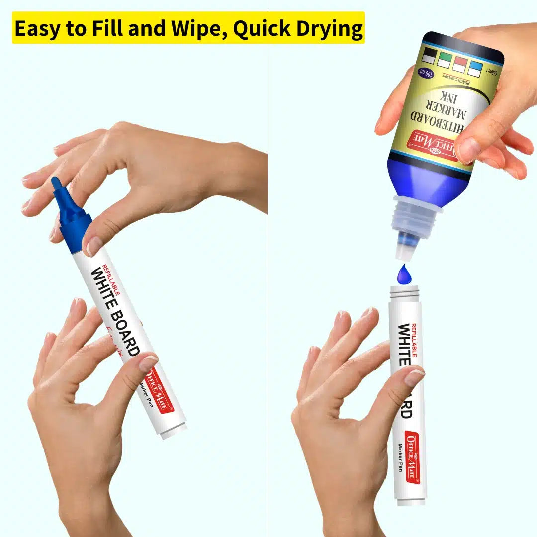 Whiteboard Marker Ink (MIX, 100ml, Pack of 4)Soni Officemate Whiteboard Marker Ink 100ml – Blue